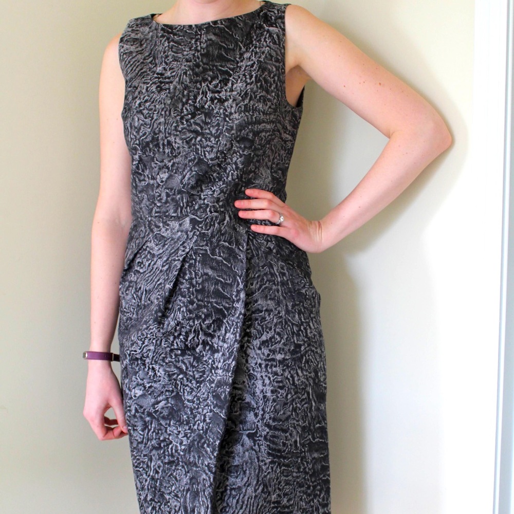 Michael Kors Black Gray Textured Sheath Dress
